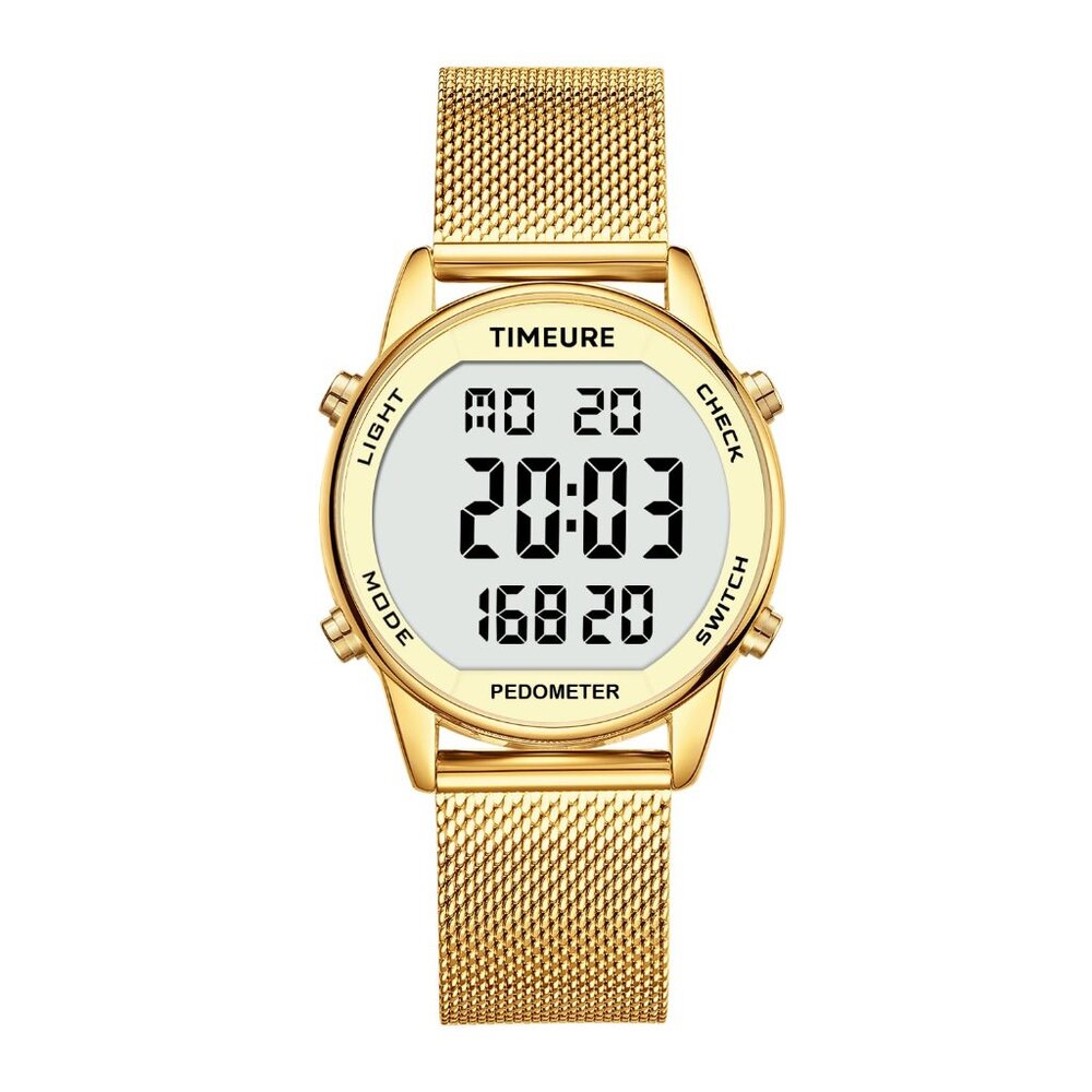 TIMEURE Women's Step Counter Watch with Stainless Steel Bracelet, Stylish Design